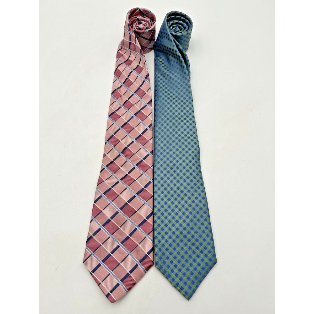 Lot of 2 Mens Michael Kors Pure 100% Silk Ties Beautiful Colors Geometric